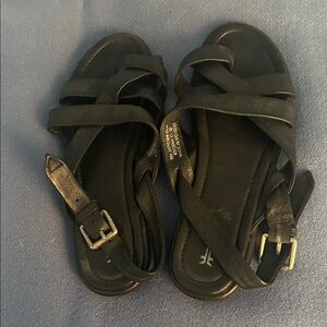 Frye Black Leather Sandals